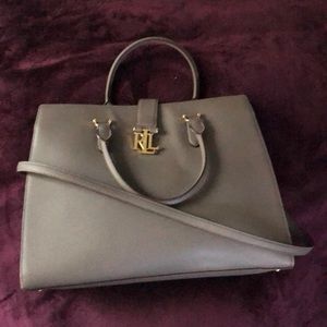 Gray/ beige Ralph Lauren tote